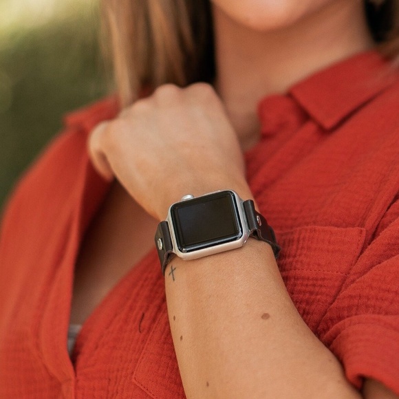 Dark Brown Leather Silver Jewelry Apple Watch Band Women Fashion Strap Bracelet main image 5